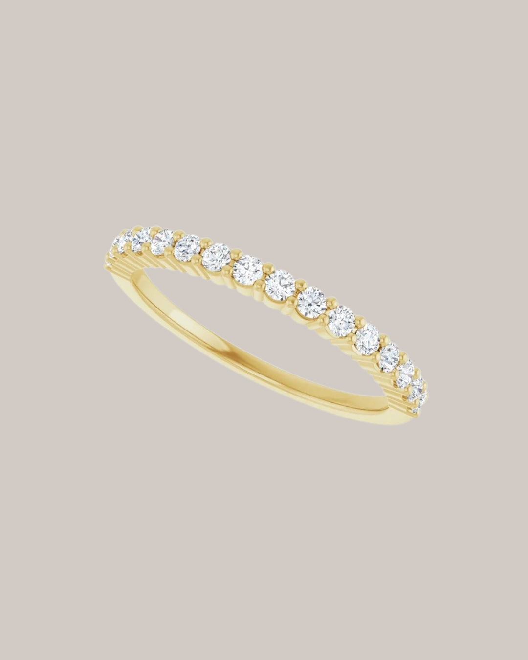 0.30ctw Shared prong half diamond band with round diamonds in 14K gold
