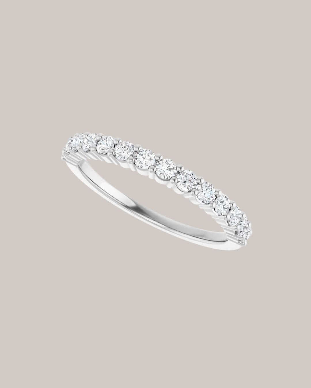 0.40ctw Shared prong half diamond band with round diamonds in 14K gold

