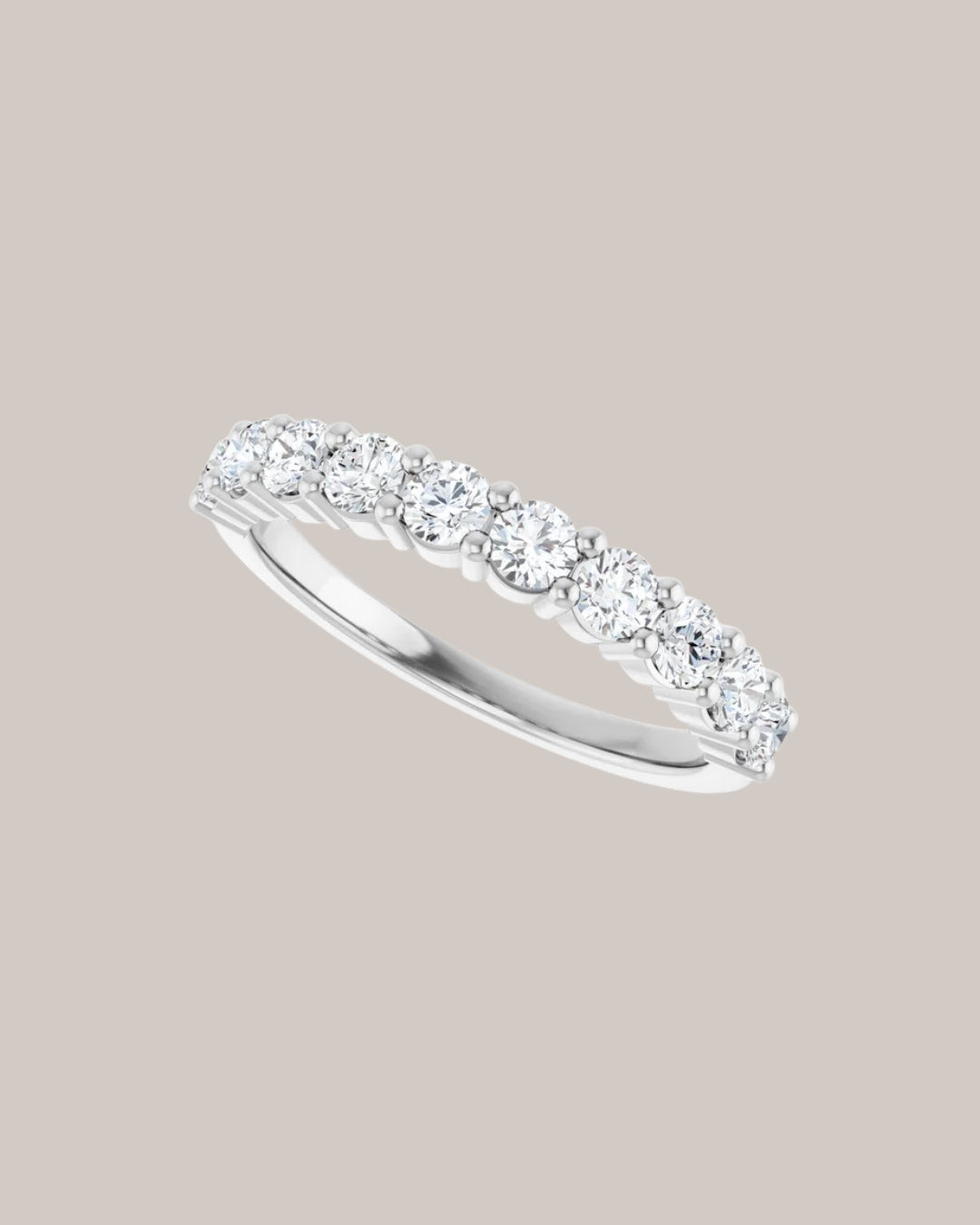 0.75ctw Shared prong half diamond band with round diamonds in 14K gold

