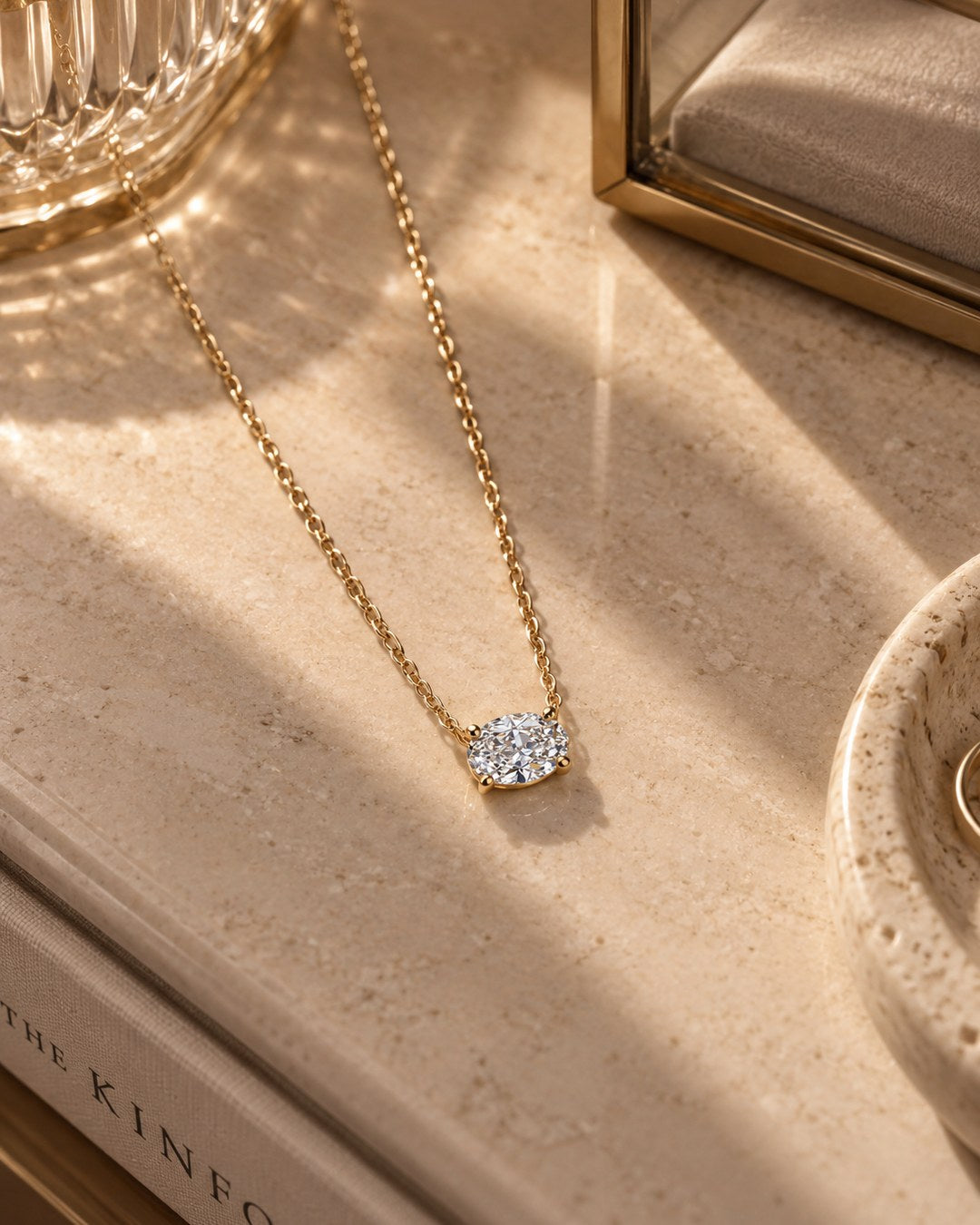 East West Oval Diamond Pendant