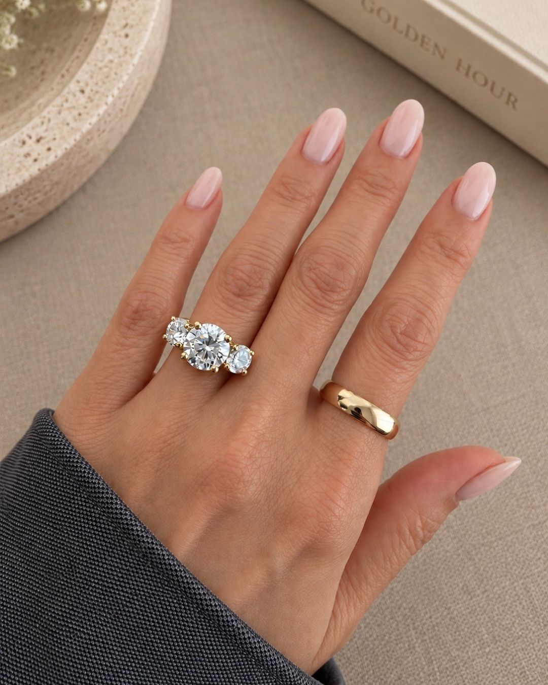 Round Diamond Three Stone Ring