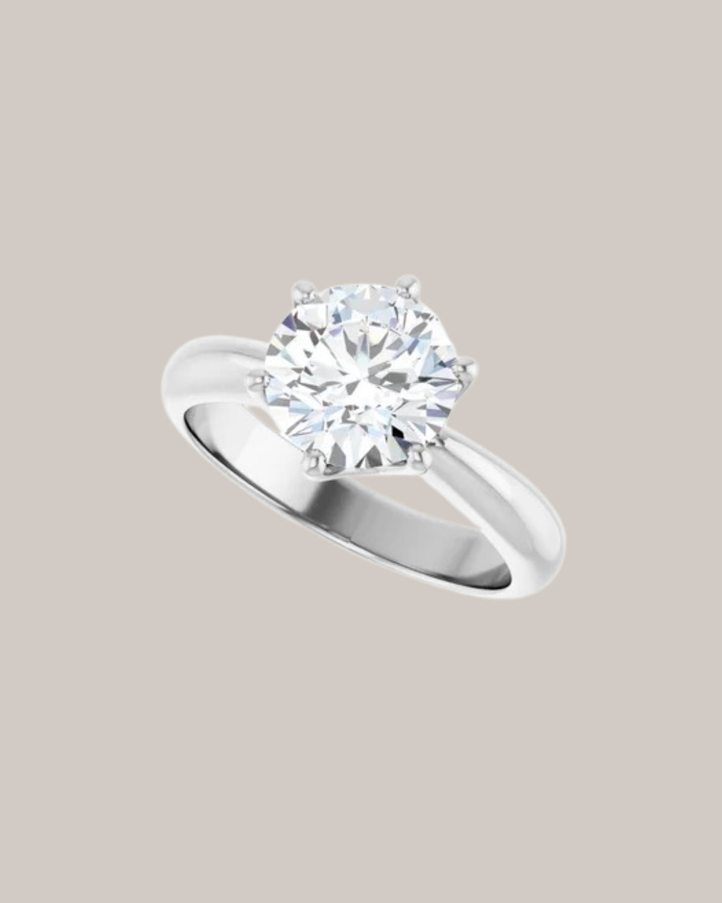 Classic 2ct six prong solitaire engagement ring with substantial polished white gold band