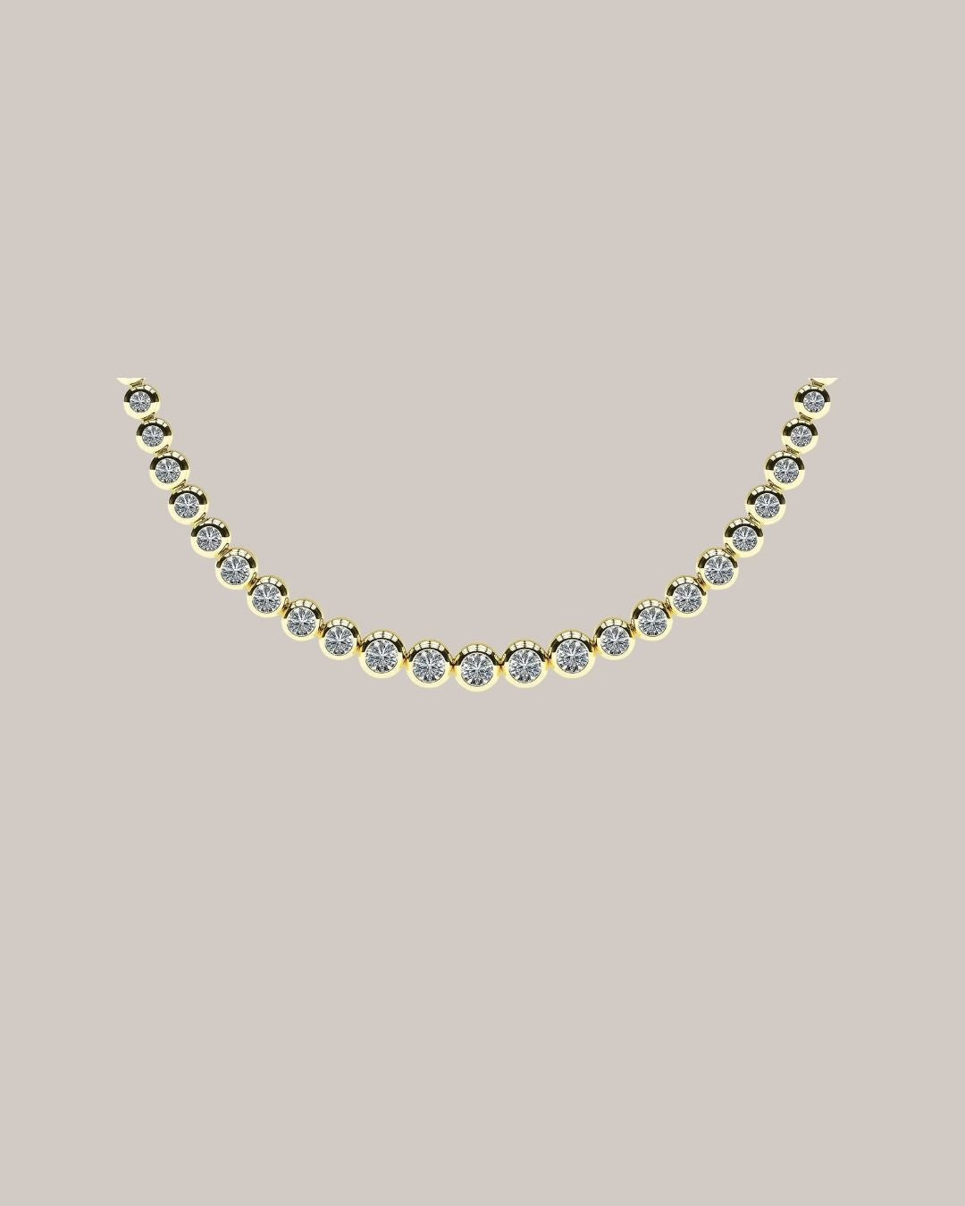 Graduated diamond tennis necklace with 3.05 ctw in 14K yellow gold
