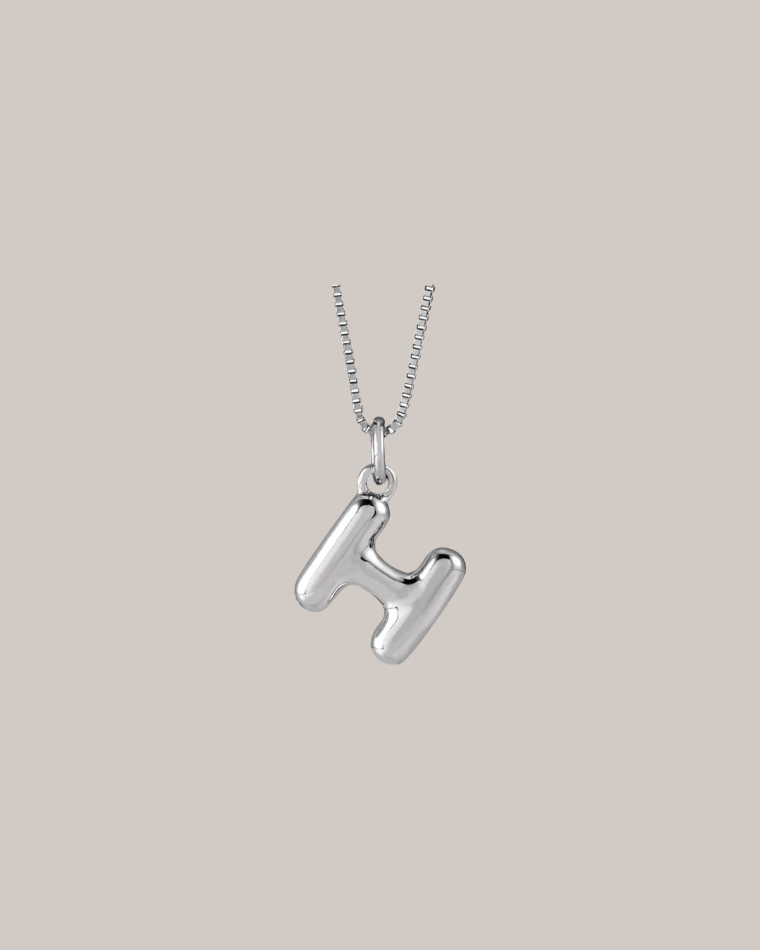 Bubble initial pendant with 18 inch box chain in 14K gold