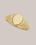 14K yellow gold natural diamond signet ring