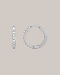 Diamond huggie hoop earrings in 14K white gold with lab grown diamonds
