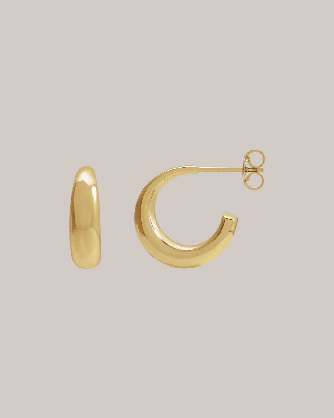 14.4 mm yellow gold polished hoop earrings
