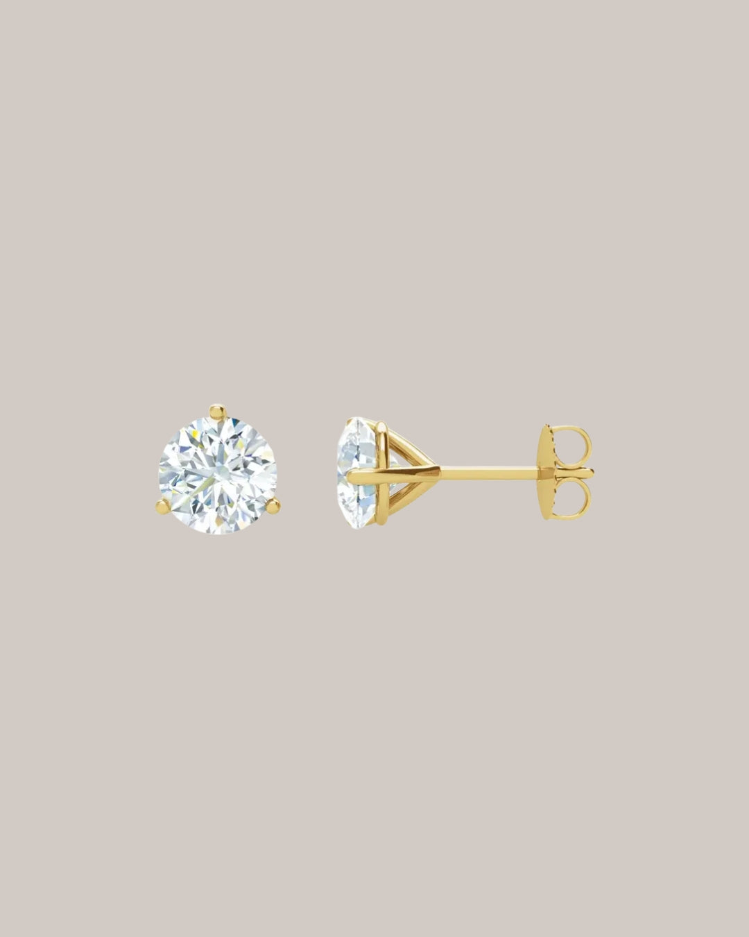 Three Prong Lab Diamond Stud Earrings