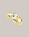 14K yellow gold flush set ring with one 1.00 ct lab grown round diamond
