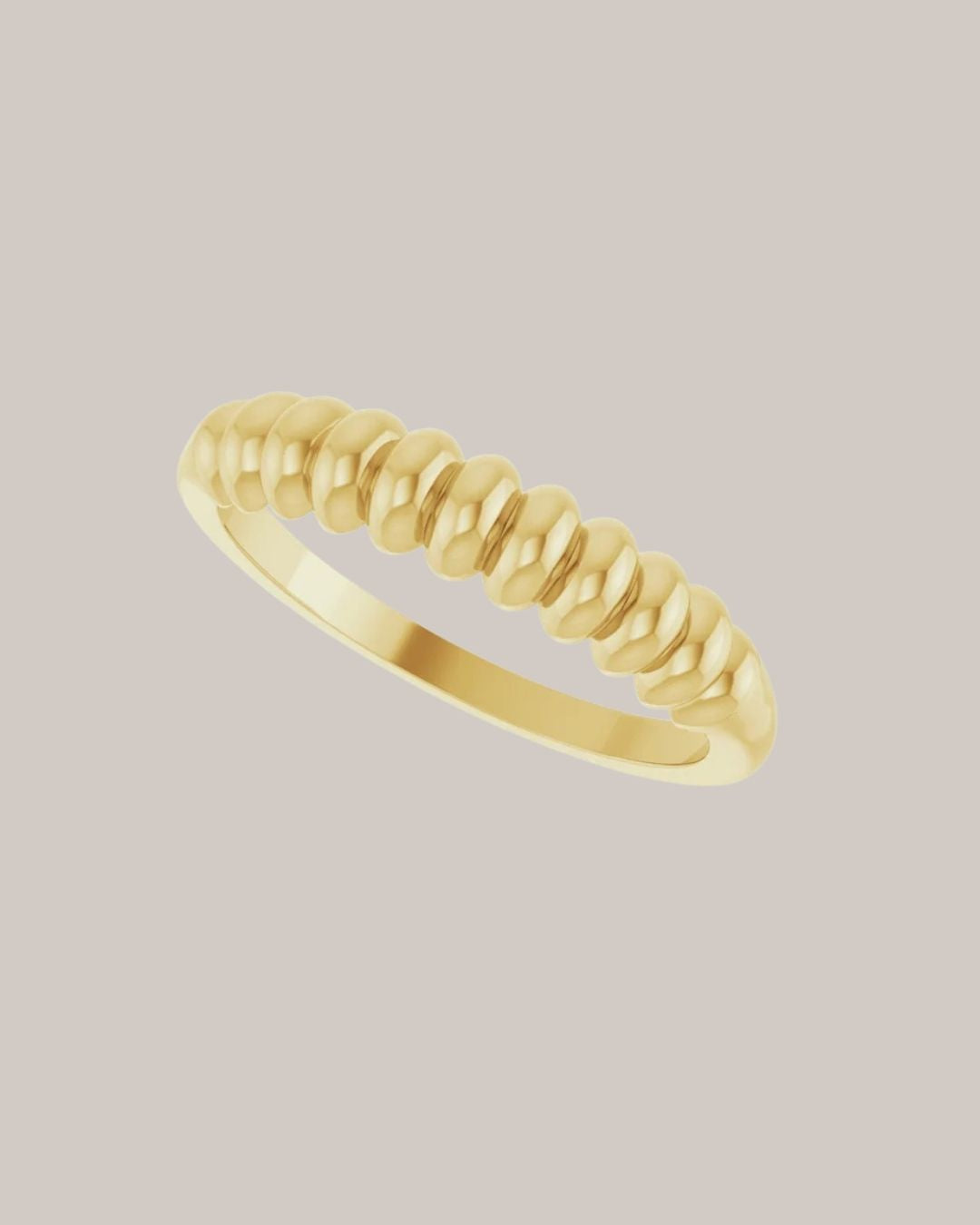 Sculpted beaded band in 14K yellow gold
