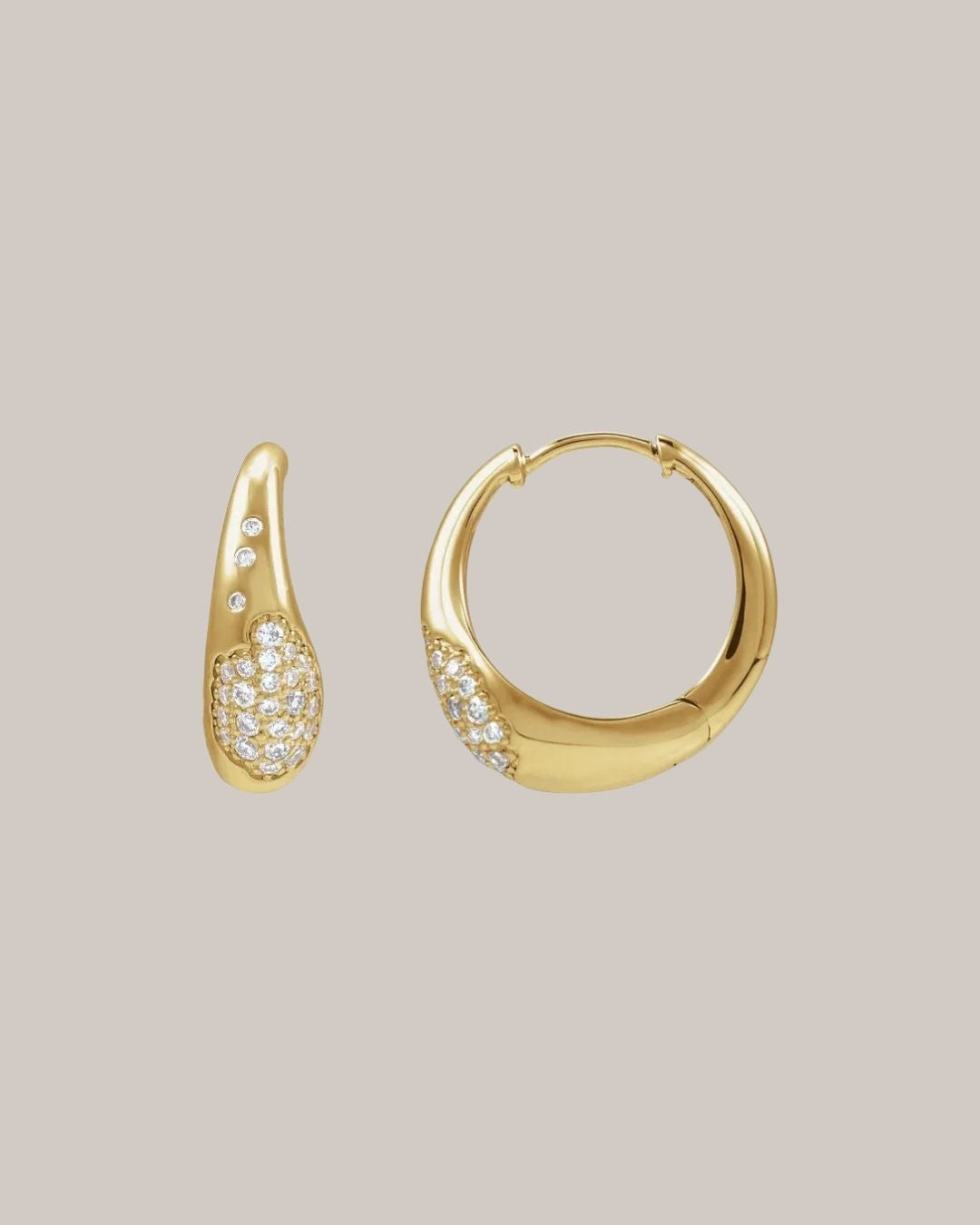 14K yellow gold pavé hoop earrings with 0.25 ctw lab grown diamonds