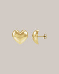 14K yellow gold polished puffed heart stud earrings
