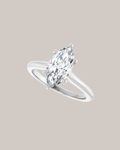 14K white gold marquise solitaire engagement ring setting shown with 1.50 ct centre diamond