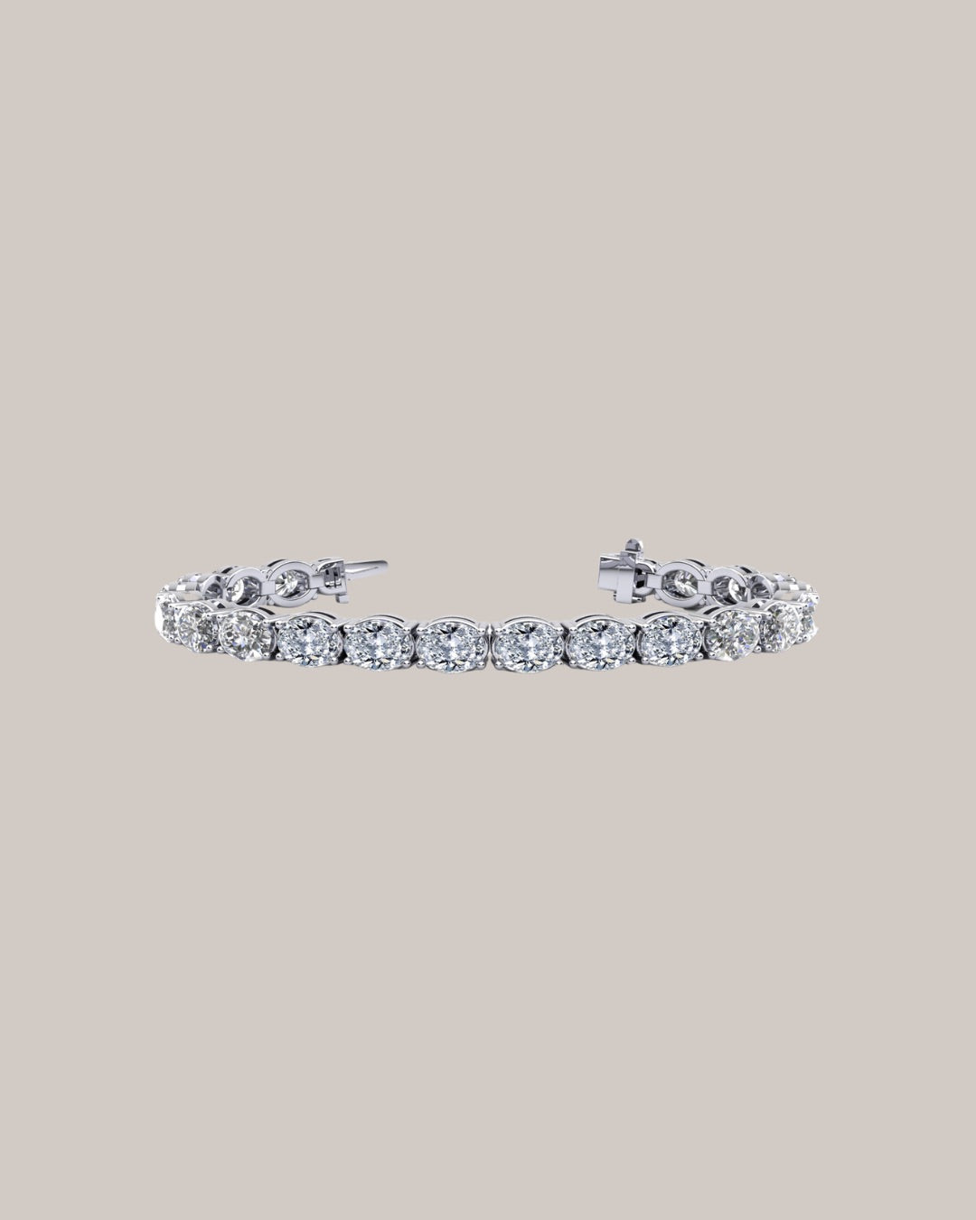 7 inch oval lab grown diamond tennis bracelet with 20 diamonds totaling 20.00 ctw in 14K white gold