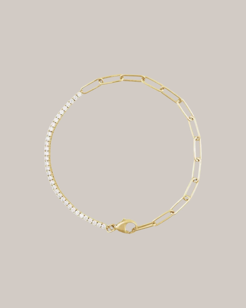 1 ctw lab grown diamond paperclip bracelet in 14K gold