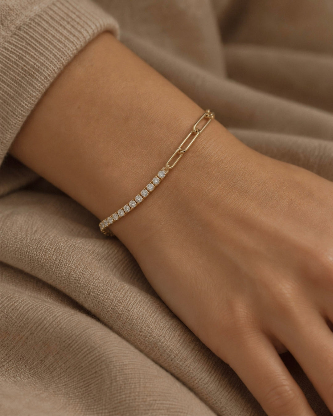 1 ctw lab grown diamond paperclip bracelet in 14K gold