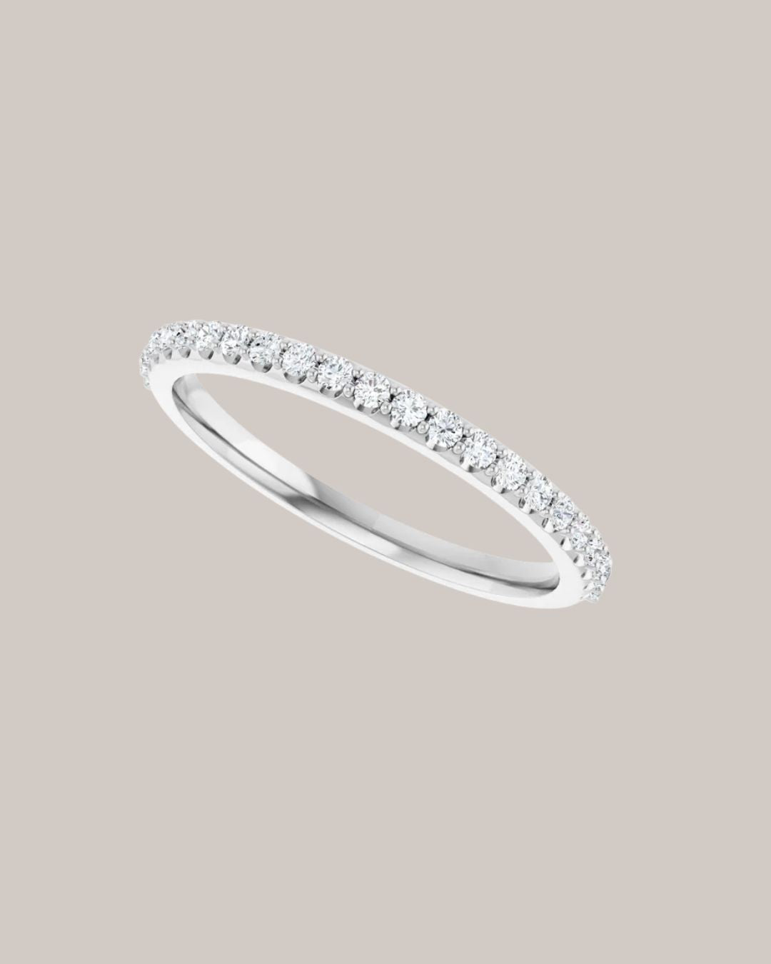 14K white gold pavé diamond band with 23 lab grown diamonds totaling 0.25 ctw