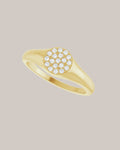 14K yellow gold pavé lab grown diamond signet ring
