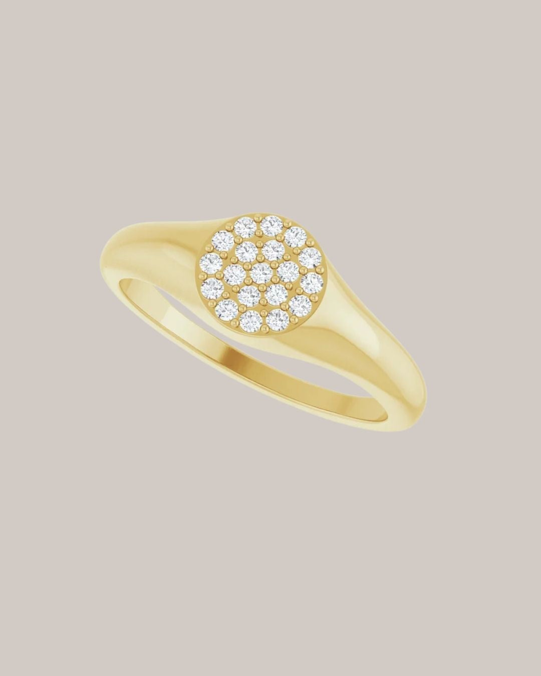 14K yellow gold pavé lab grown diamond signet ring
