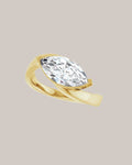 14K yellow gold marquise solitaire engagement ring shown with a 2.00 ct centre diamond
