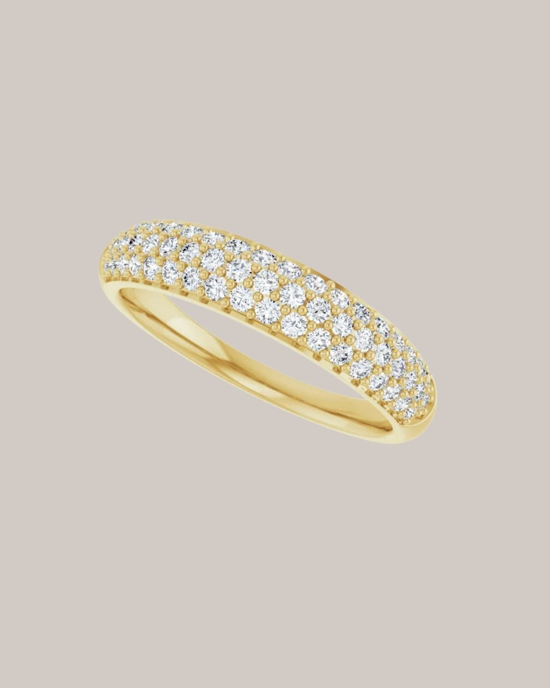 14K yellow gold pavé diamond band with 55 lab grown diamonds totaling 0.50 ctw
