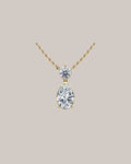 Yellow Gold 1.20 ctw pear and round lab grown diamond pendant
