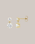 14K yellow gold two stone drop earrings with 4 lab grown diamonds totaling 2.50 ctw
