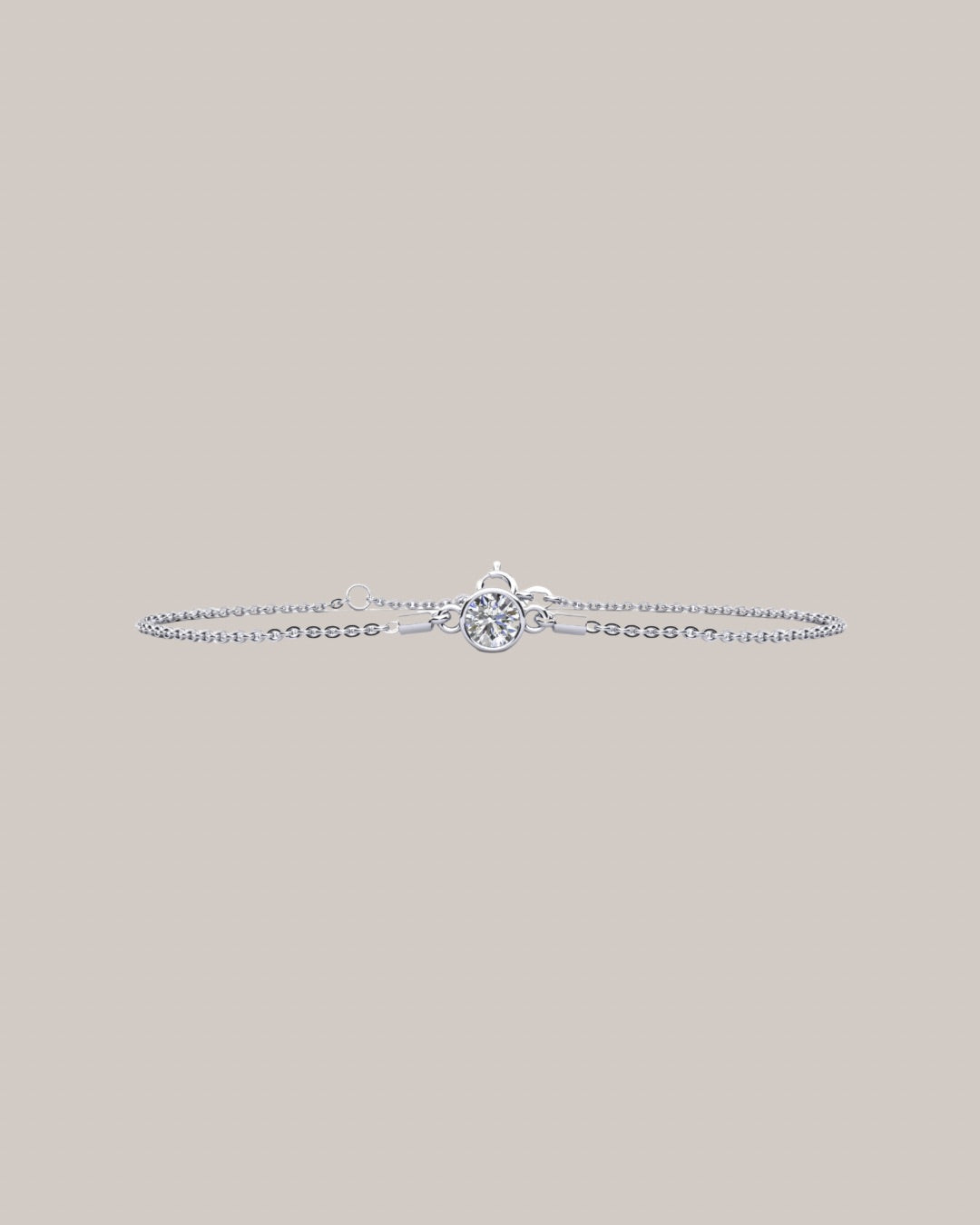 1.00 ct lab grown round diamond adjustable bracelet in 14K white gold