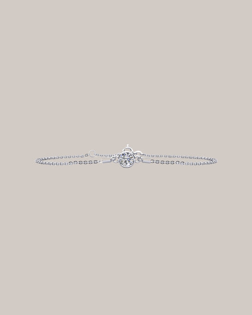 1.00 ct lab grown round diamond adjustable bracelet in 14K white gold