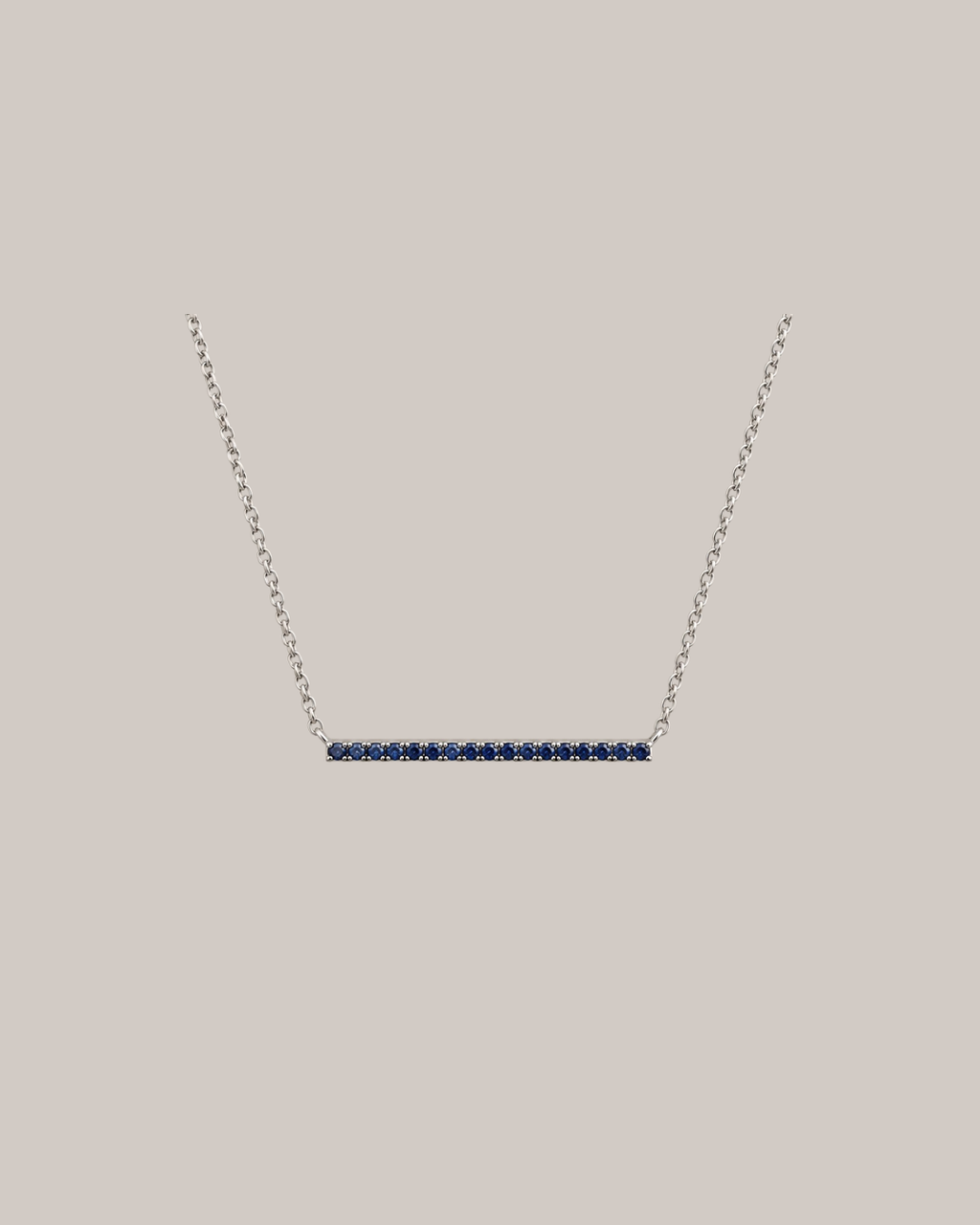 Birks Rosée du Matin blue sapphire bar necklace in 18K white gold