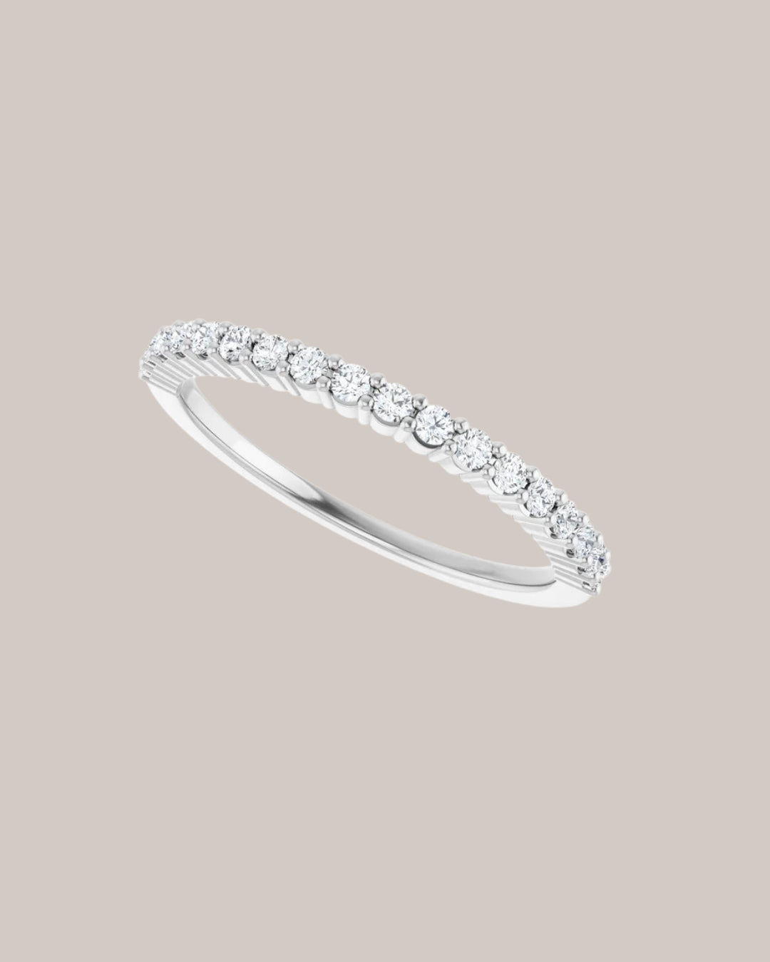 0.25ctw Shared prong half diamond band with round diamonds in 14K gold
