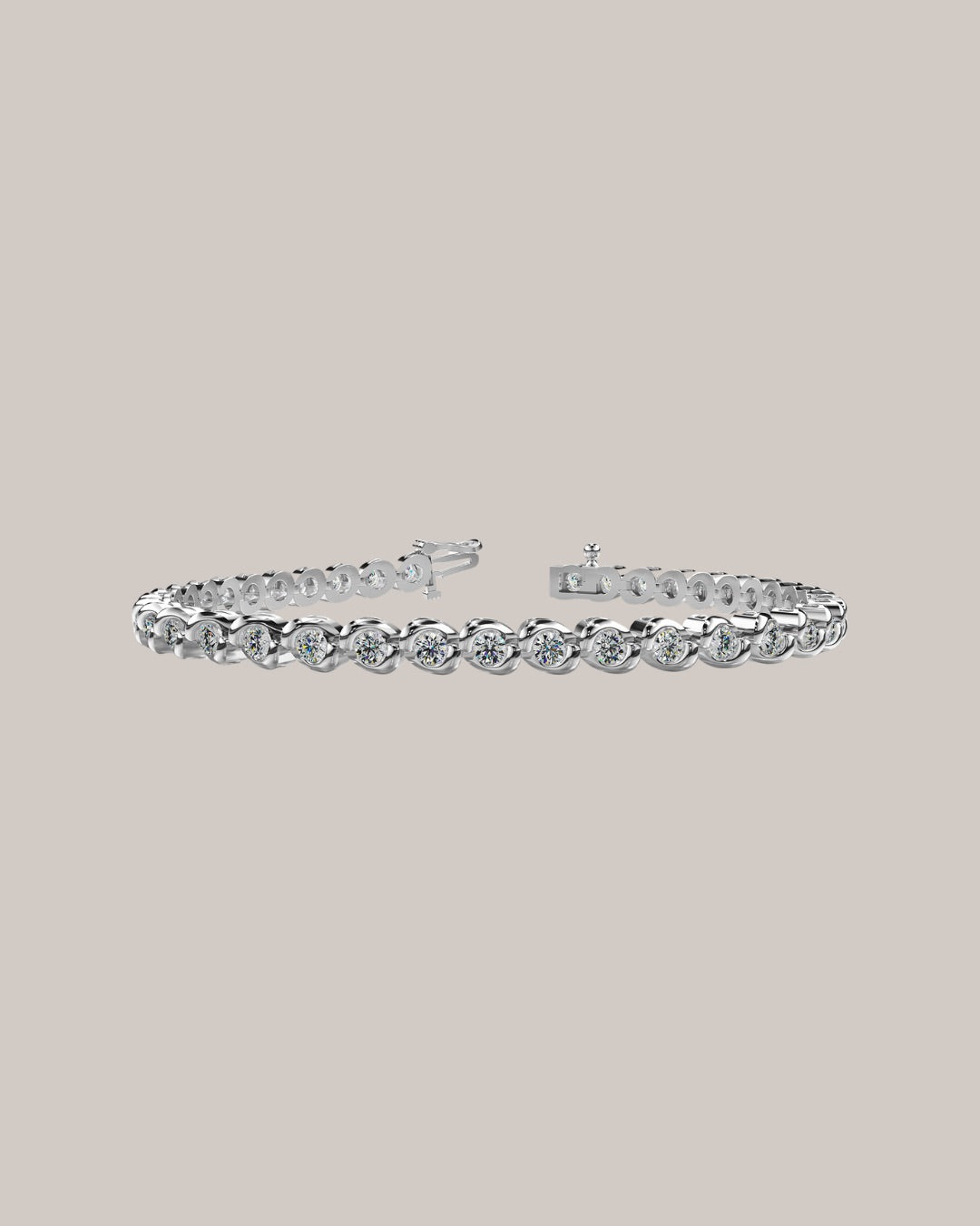 7 inch slanted bezel lab grown diamond tennis bracelet with 3.96 ctw