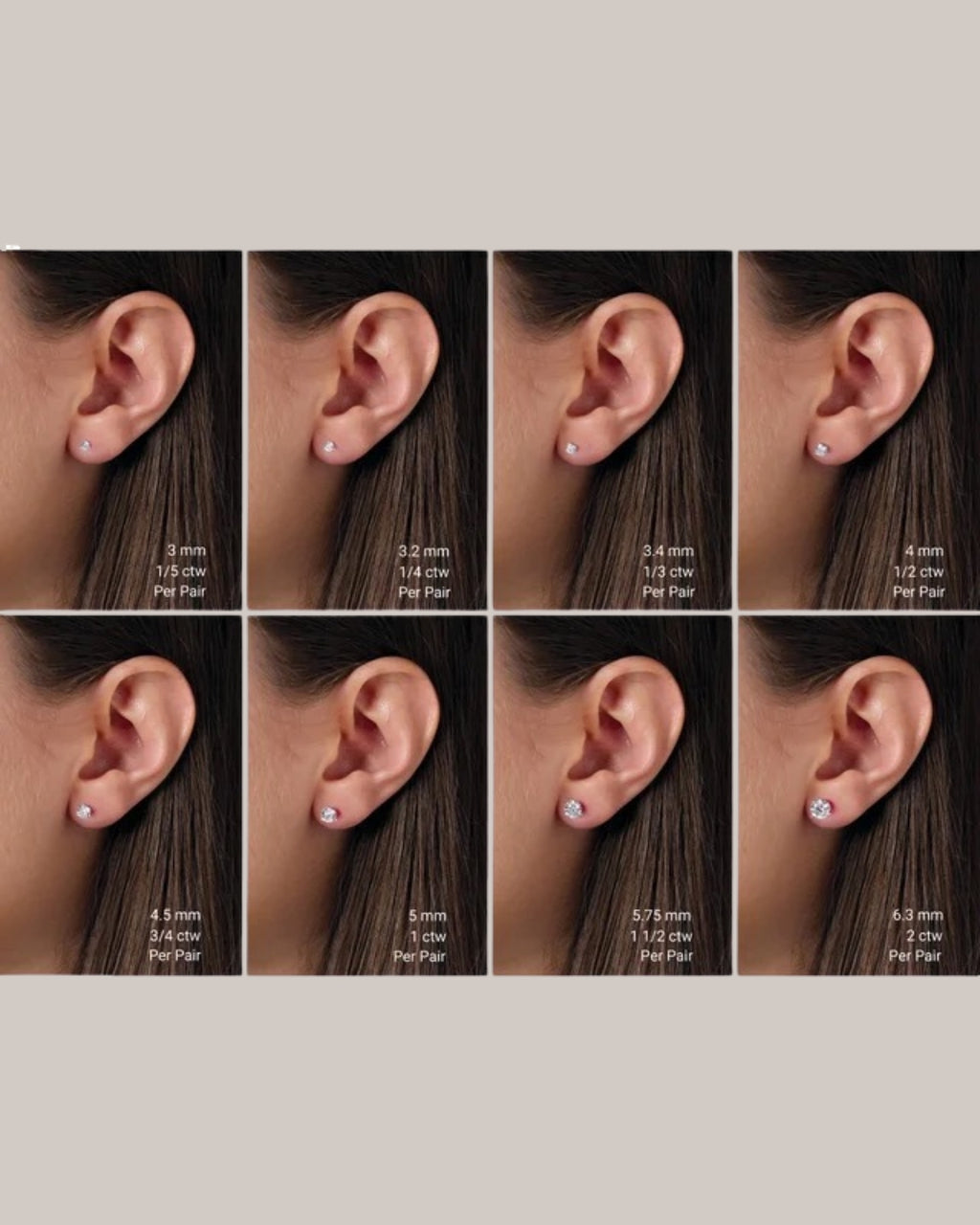 Three Prong Lab Diamond Stud Earrings