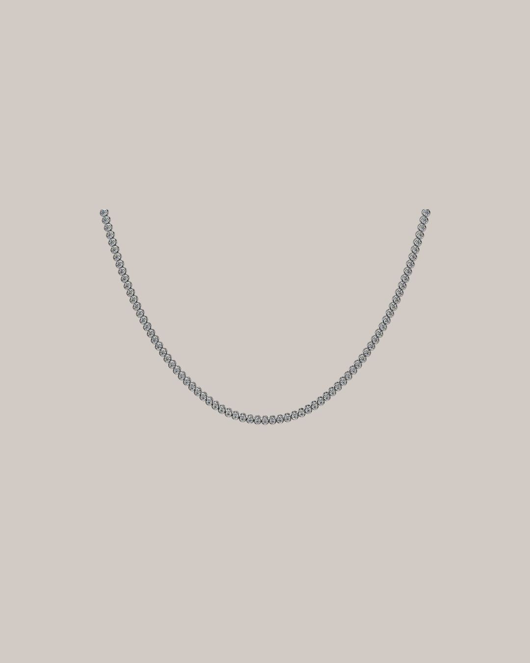 16 inch bezel set diamond tennis necklace with 5.05 ctw in 14K white gold
