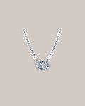White Gold 1.00 ct east west oval diamond pendant on an 18 inch cable chain
