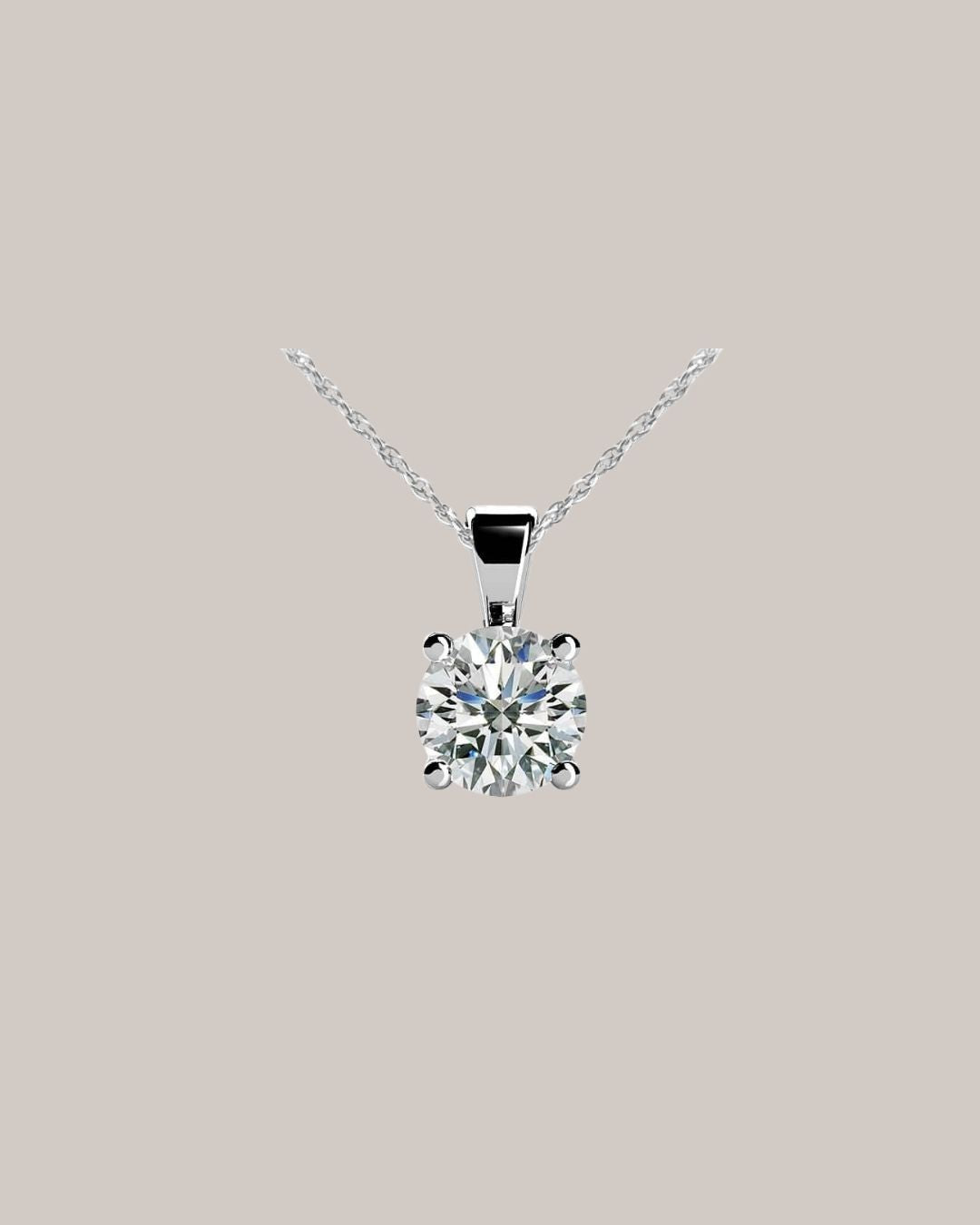 White Gold 1.00 ct round lab grown diamond solitaire pendant