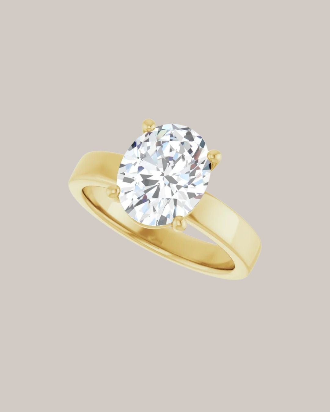 Wide Band Solitaire setting shown with a 2.00 ct oval diamond