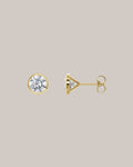 14K yellow gold bezel stud earrings with 2 lab grown diamonds