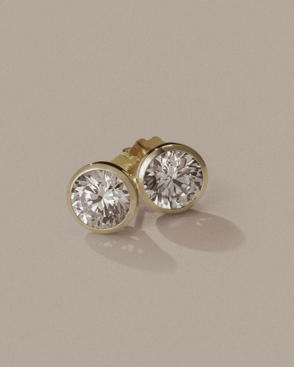 Bezel Diamond Stud Earrings