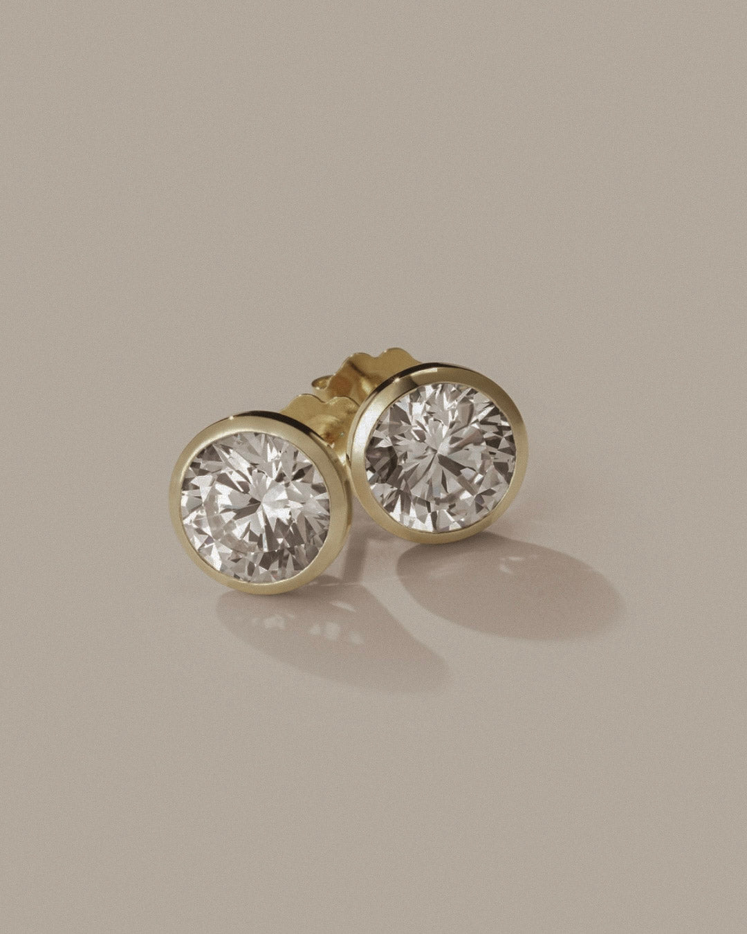 Bezel Diamond Stud Earrings