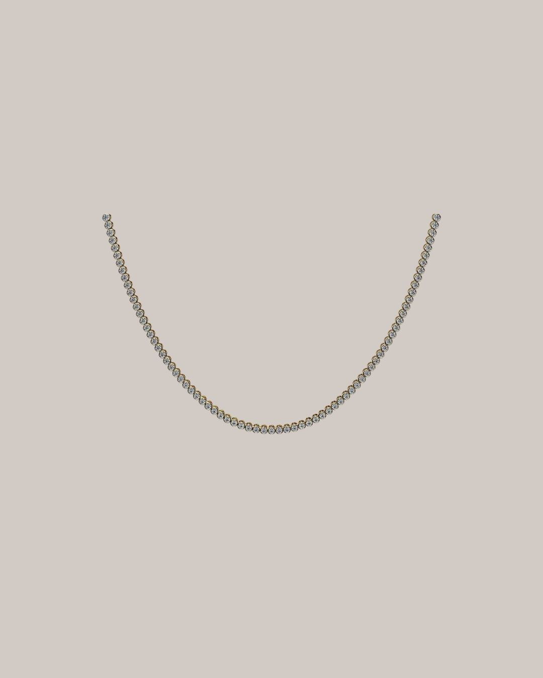 16 inch bezel set diamond tennis necklace with 5.05 ctw in 14K yellow gold