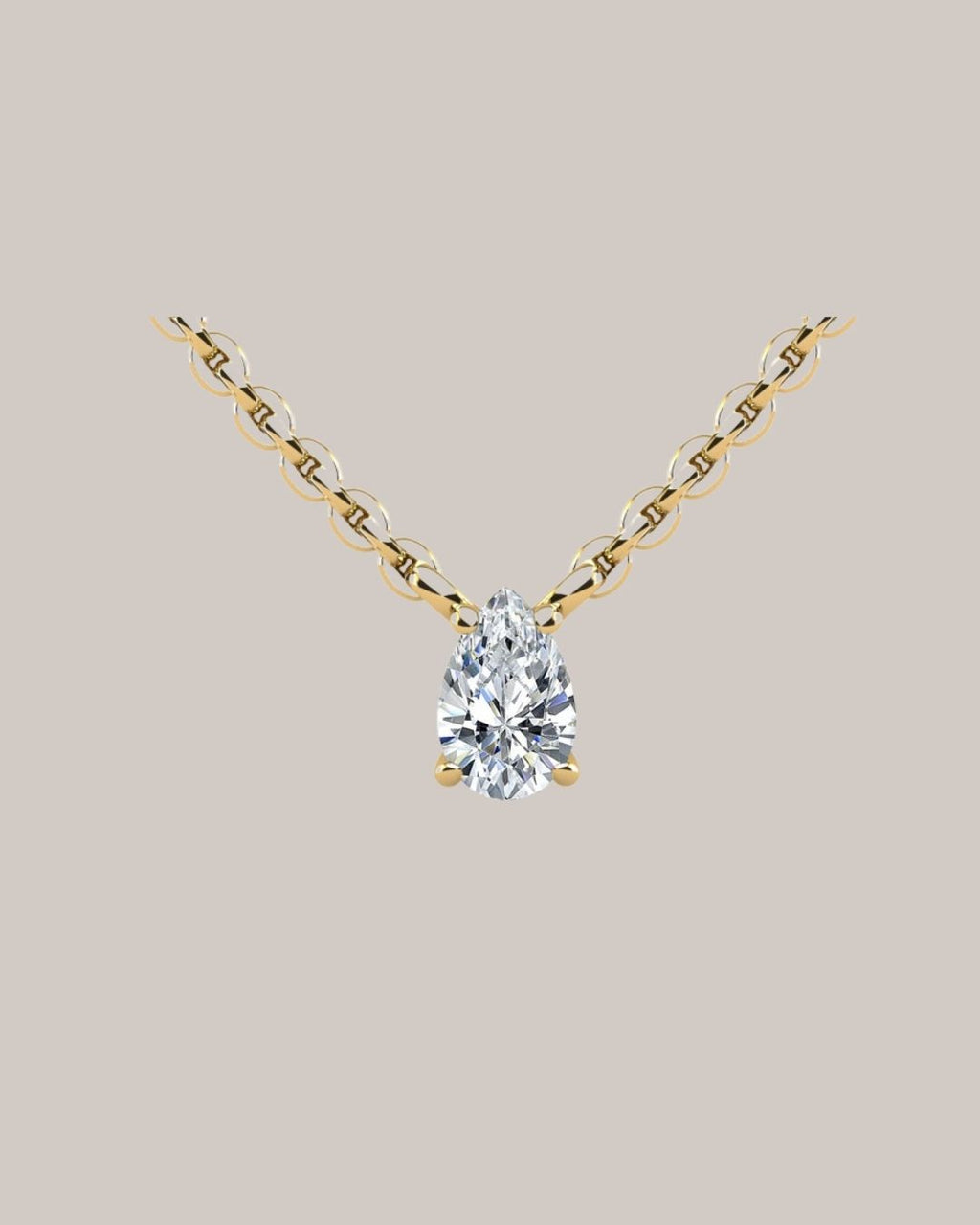 Yellow Gold 1.00 ct pear shaped lab grown diamond solitaire pendant