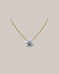 Yellow gold  1.00 ct round diamond solitaire pendant on an 18 inch cable chain
