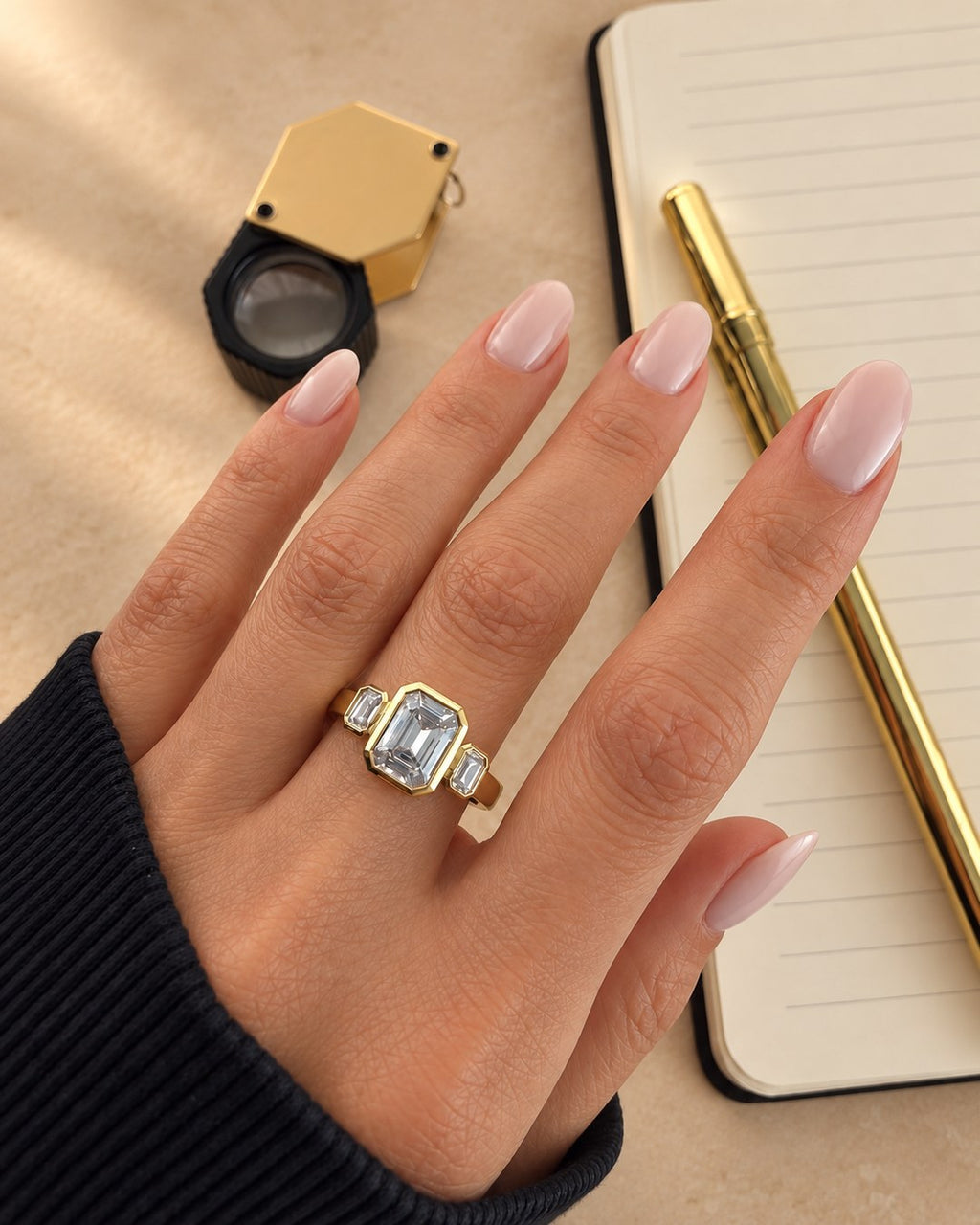 Emerald Cut Three Stone Ring