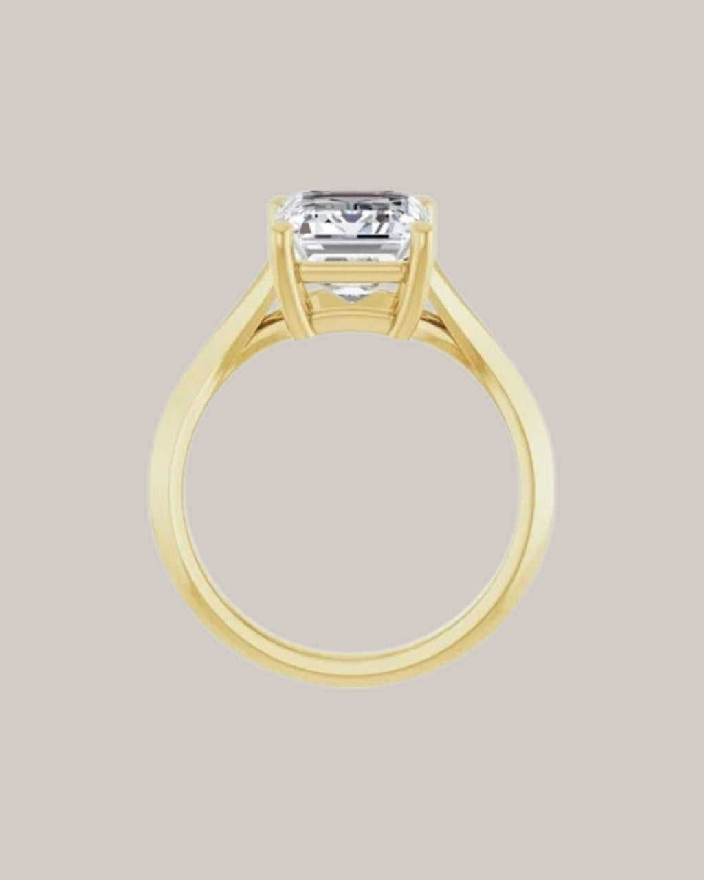 Emerald cut engagement ring split shank setting shown with 3.50 ct centre diamond