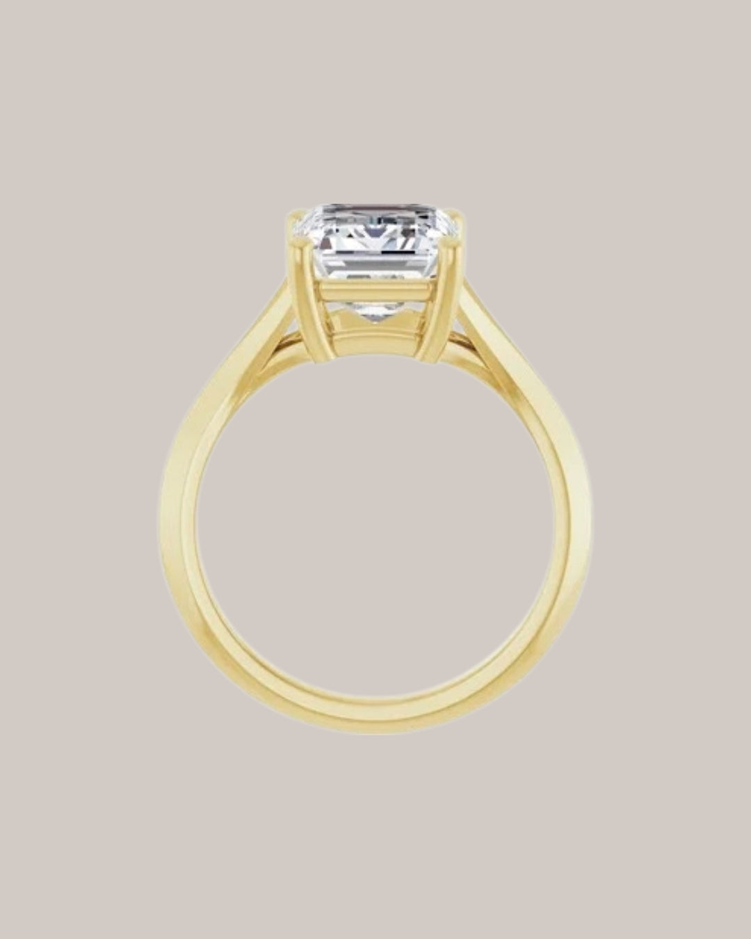 Emerald cut engagement ring split shank setting shown with 3.50 ct centre diamond