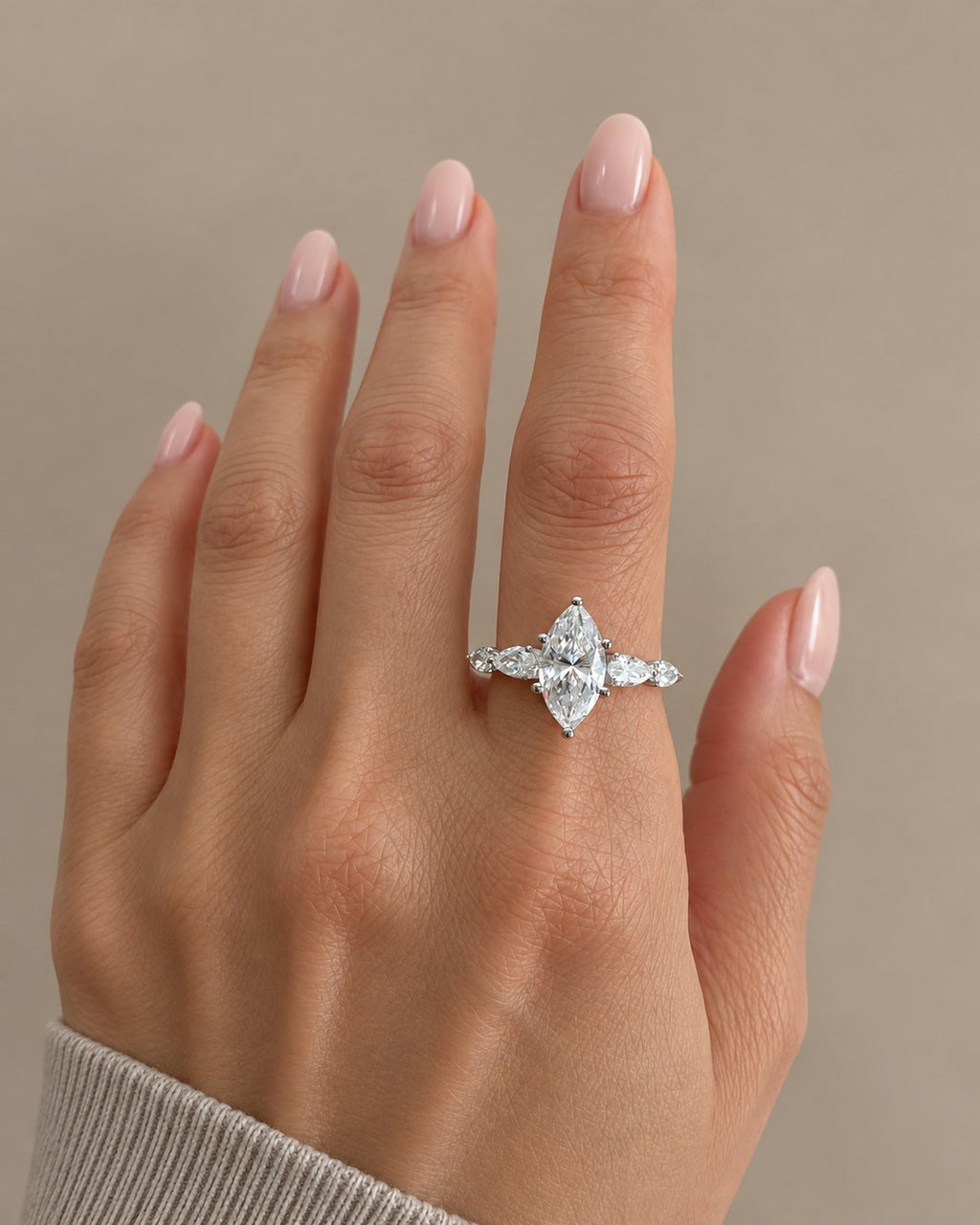 Pear Diamond Accented Ring