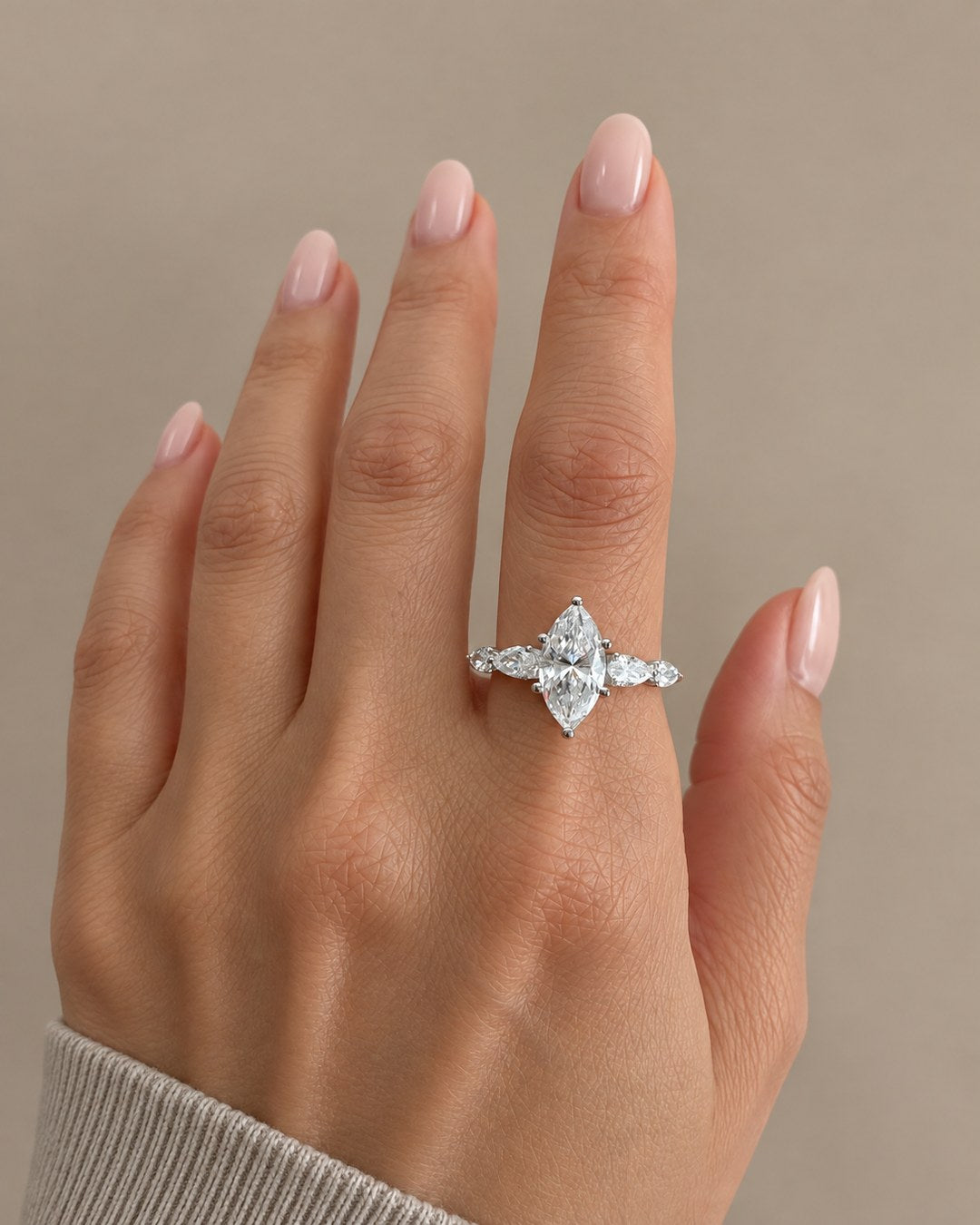 Pear Diamond Accented Ring