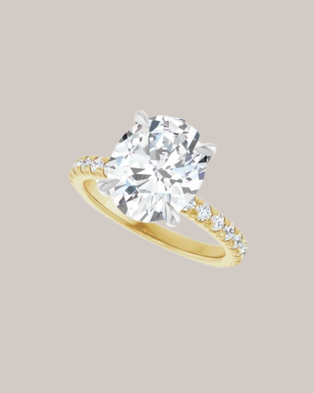 Two tone 14K gold diamond band with 18 round diamonds totaling 0.50 ctw
