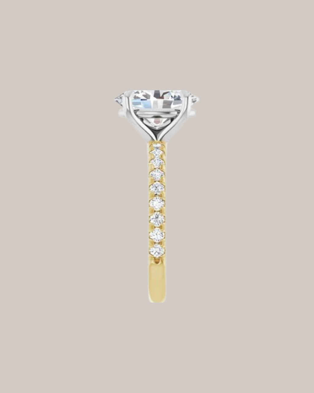 Two tone 14K gold diamond band with 18 round diamonds totaling 0.50 ctw
